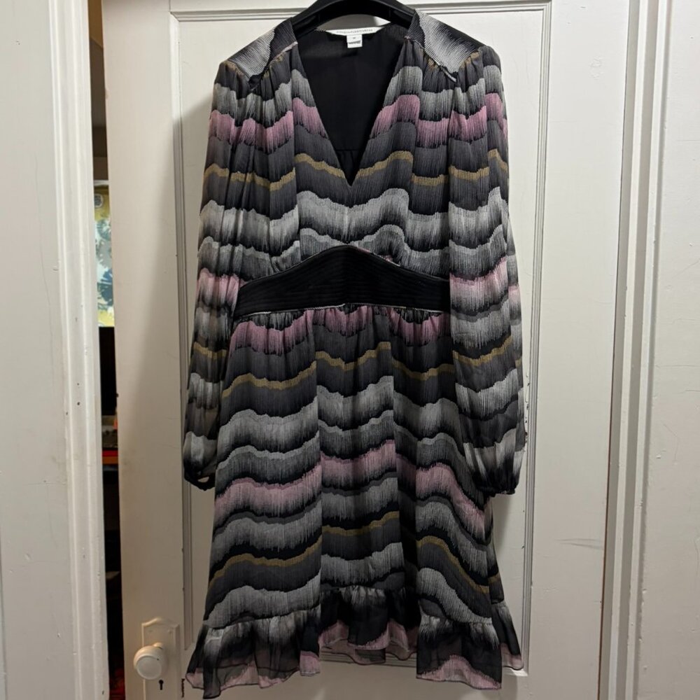 Silk DVF dress with flutter hem